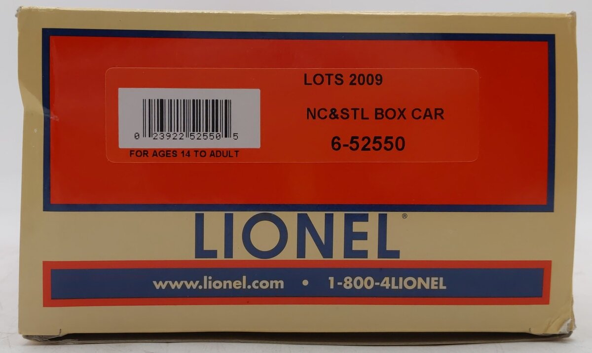 Lionel 6-52550 O Gauge LOTS 2009 NC & St.L Boxcar EX/Box