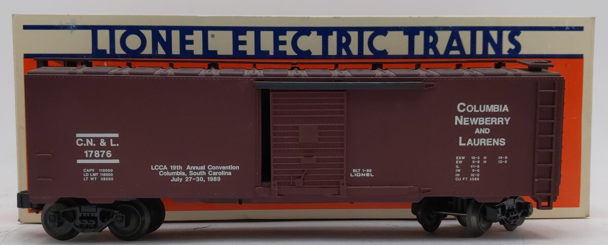 Lionel 6-17876 O Gauge LCCA 1989 Columbia, Newberry & Laurens Convention Box Car EX/Box