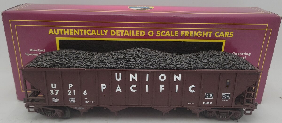 MTH 20-97403 O Union Pacific 4-Bay Hopper w/ Coal Load #37216 EX/Box