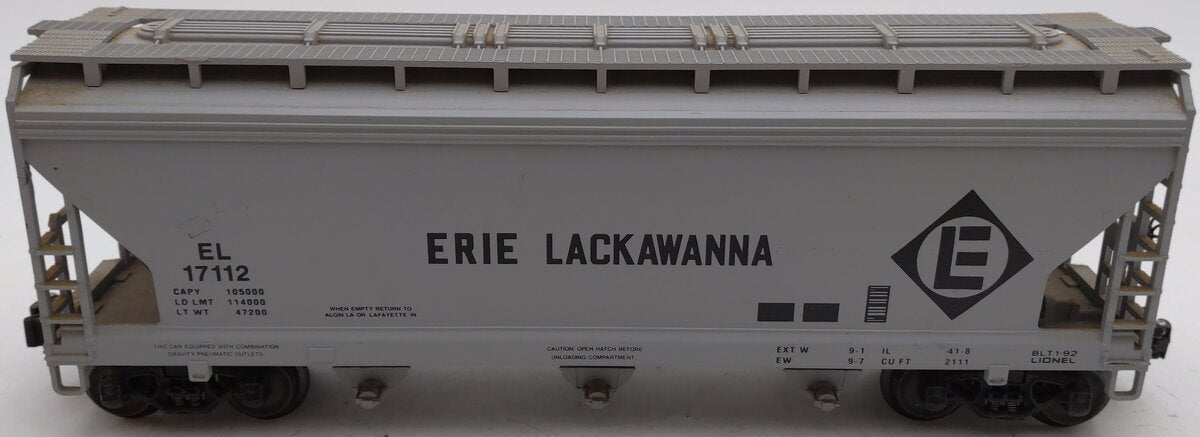Lionel 6-17112 O Gauge Erie Lackawanna ACF Center Flow 3-Bay Hopper EX/Box