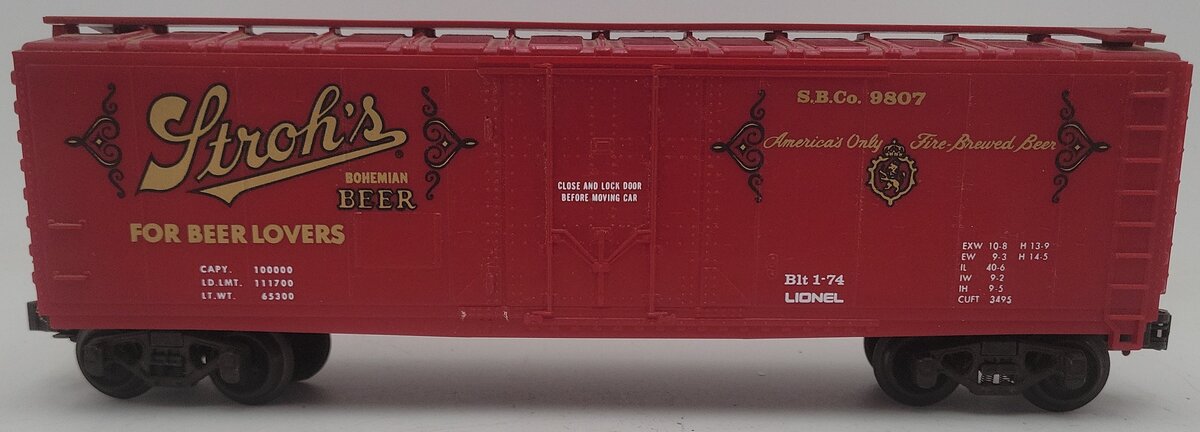 Lionel 6-9807 O Gauge Stroh‘s Bohemian Beer Reefer Car #9807 VG/Box