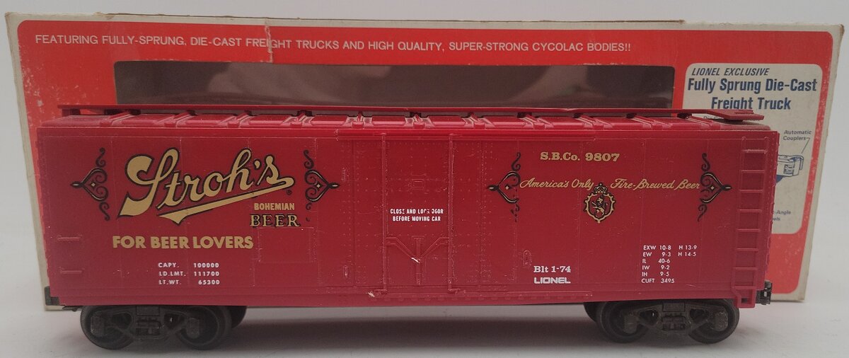 Lionel 6-9807 O Gauge Stroh‘s Bohemian Beer Reefer Car #9807 VG/Box
