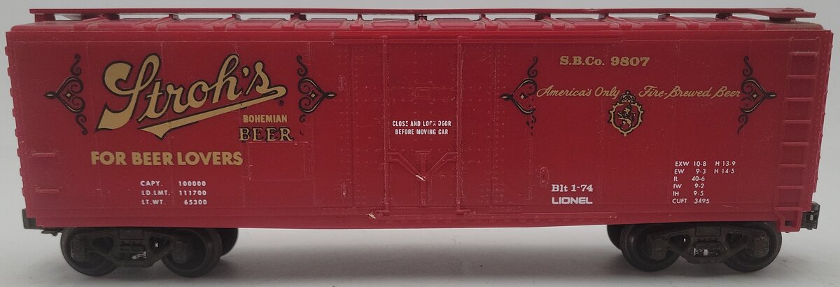Lionel 6-9807 O Gauge Stroh‘s Bohemian Beer Reefer Car #9807 VG/Box