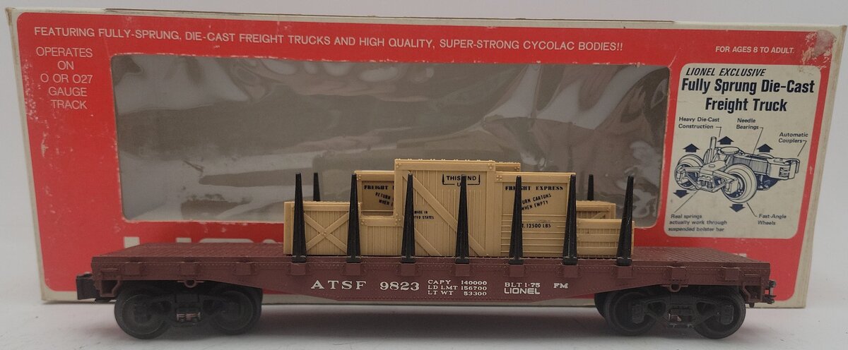 Lionel 6-9823 O Gauge Santa Fe Flatcar with Freight Load VG/Box