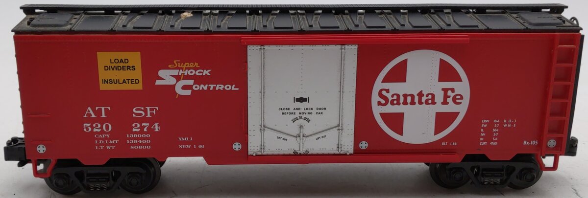 MTH 20-94008 O Gauge AT&SF Reefer Car #520274 EX/Box