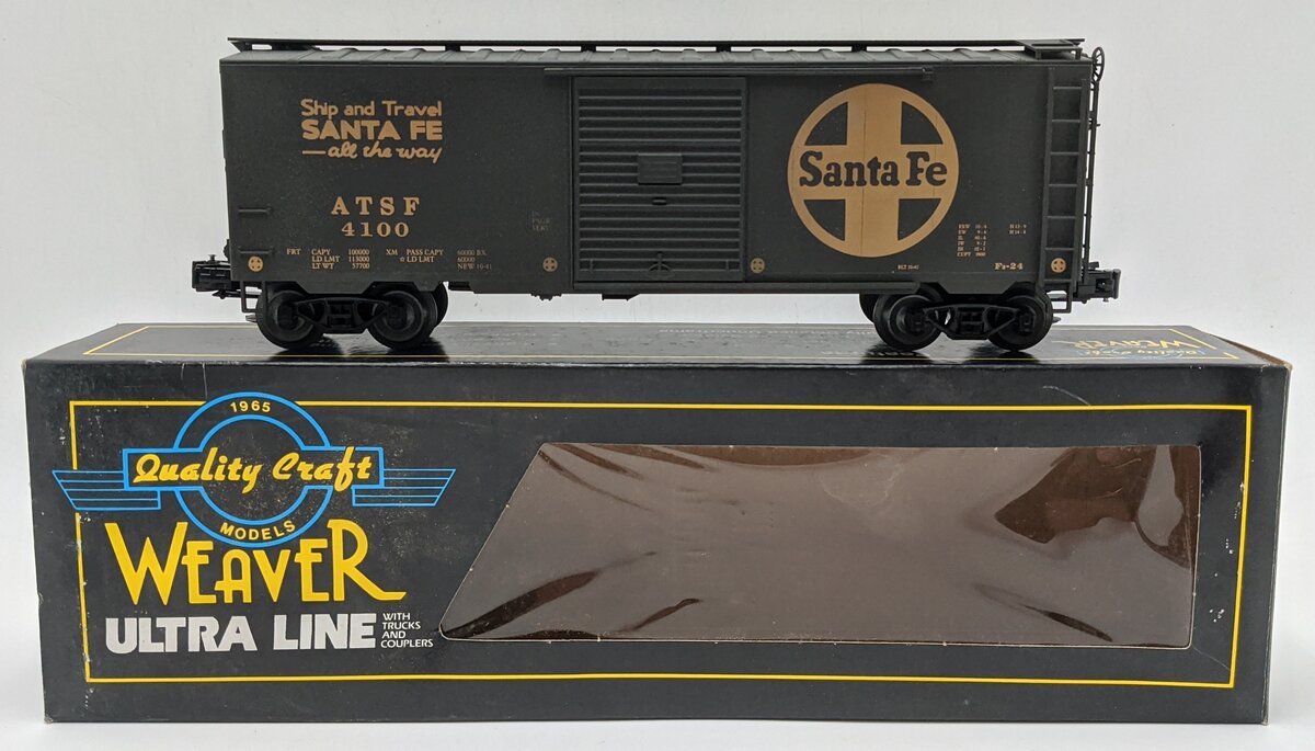 Weaver 4100 O Gauge Santa Fe 40' Single-Door Boxcar #4100 (3 Rail) LN/Box