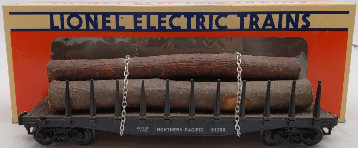 Lionel 6-17510 O Gauge Northern Pacific Flatcar with Logs #61200 EX/Box