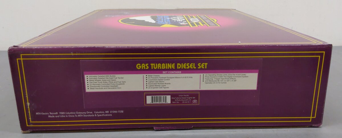 MTH 20-2615-1 O Gauge UP Gas Turbine Diesel Engine Set w/PS 2.0 #26/26B/26 EX/Box