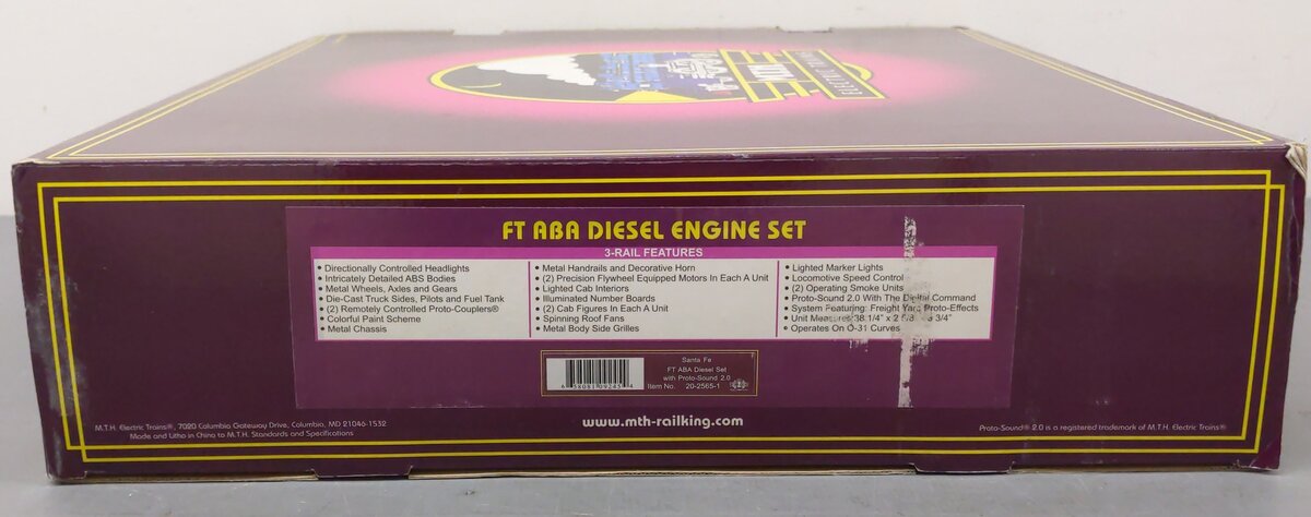 MTH 20-2565-1 Santa Fe FT ABA Diesel Engine Set w/Proto-Sound 2.0 #175/175C/175B EX/Box