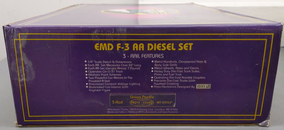 MTH 20-2055-1 O Union Pacific F-3 AA Diesel Engine Set w/PS1 VG/Box