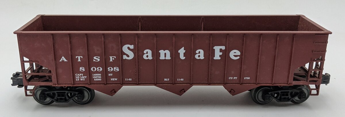 Weaver 4031 O Gauge Santa Fe 3-Bay Coal Hopper #80998 (3 Rail) EX/Box