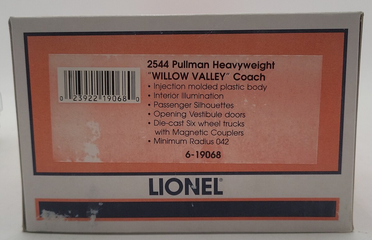 Lionel 6-19068 O Gauge NYC "Willow Valley" Heavyweight Coach VG/Box