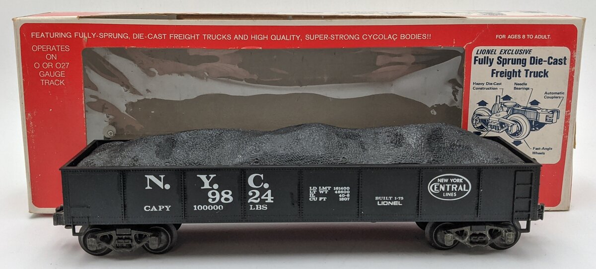 Lionel 6-9824 O Gauge New York Central Gondola with Coal Load VG/Box