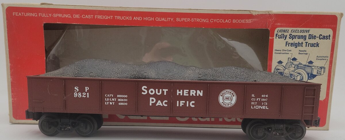 Lionel 6-9821 O Gauge Southern Pacific Gondola w/ Load VG/Box