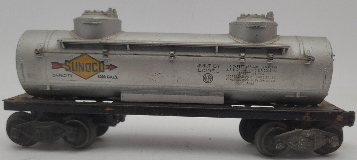 Lionel 6465 Vintage O Silver Sunoco Double Dome Tank Car w/ Steps/Box