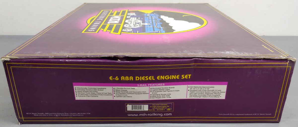 MTH 20-2259-1 O City of SF E6 ABA Diesel Engine Set w/PS2 #SF-4/SF-5/SF-7 EX/Box