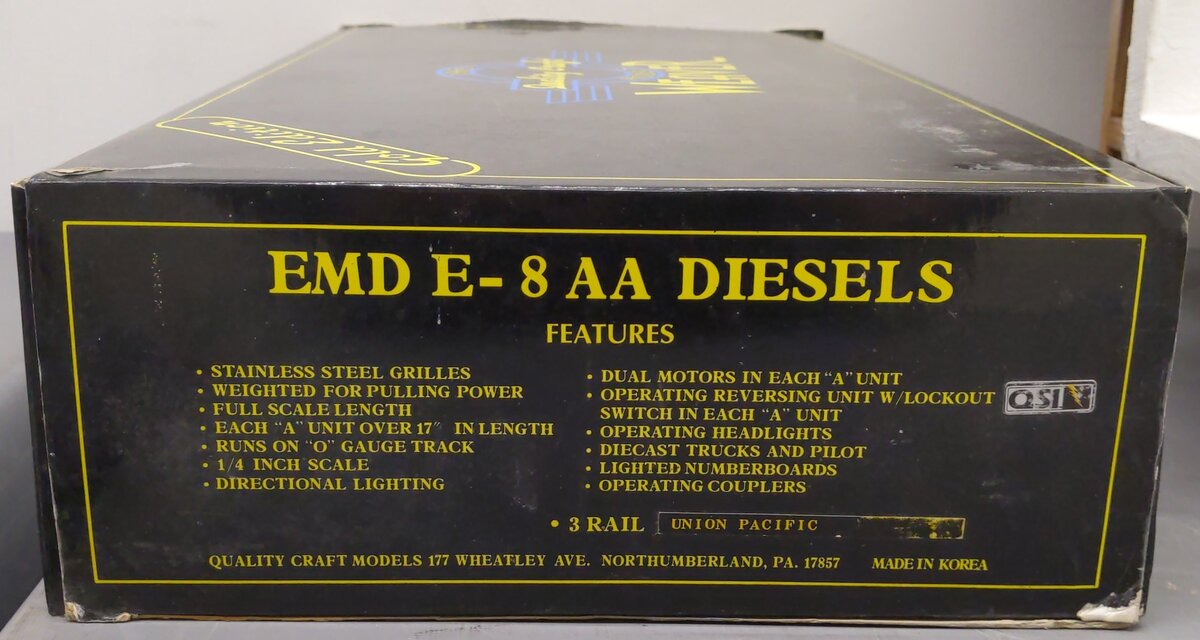 Weaver O Union Pacific EMD E-8 AA Diesel Locomotives - 3-Rail EX/Box