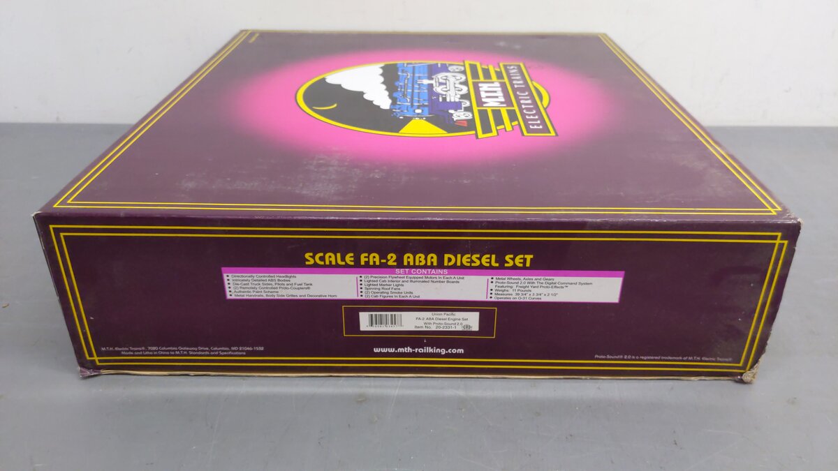 MTH 20-2331-1 UP FA-2 ABA Diesel Engine Set w/PS2 #1613/1608B EX/Box
