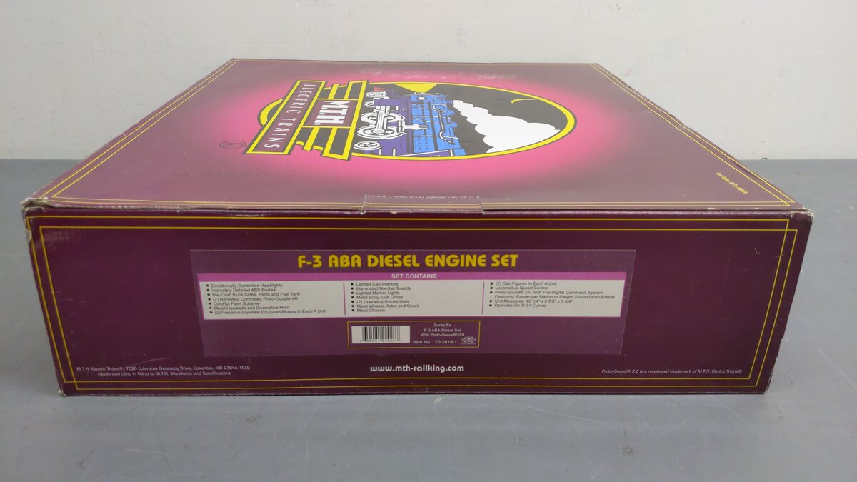 MTH 20-2819-1 Santa Fe F-3 ABA Diesel Engine Set w/PS 2.0 #31L/31C/31A EX/Box