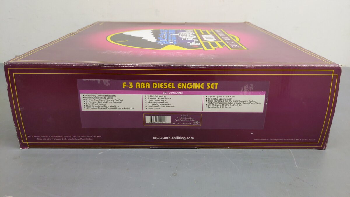 MTH 20-2819-1 Santa Fe F-3 ABA Diesel Engine Set w/PS 2.0 #31L/31C/31A EX/Box