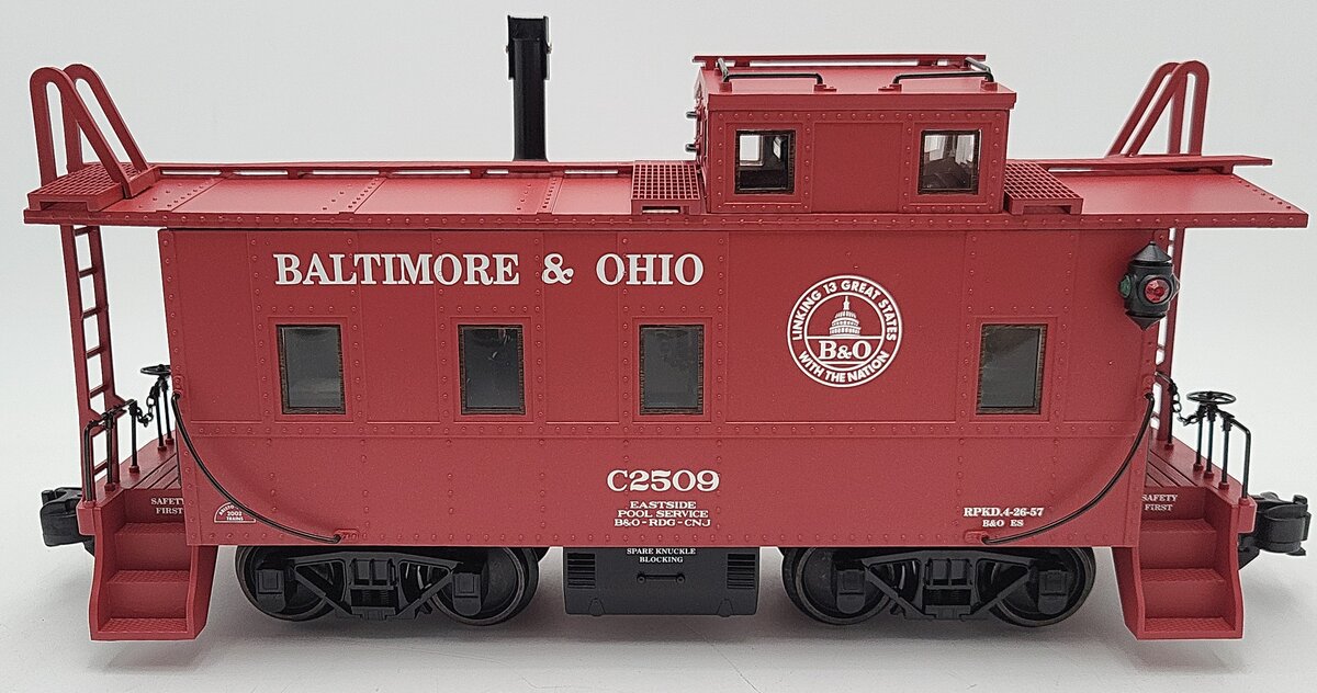 Aristo-Craft 42109 G Baltimore & Ohio Steel Long Caboose #C2509 - Metal Wheels EX/Box