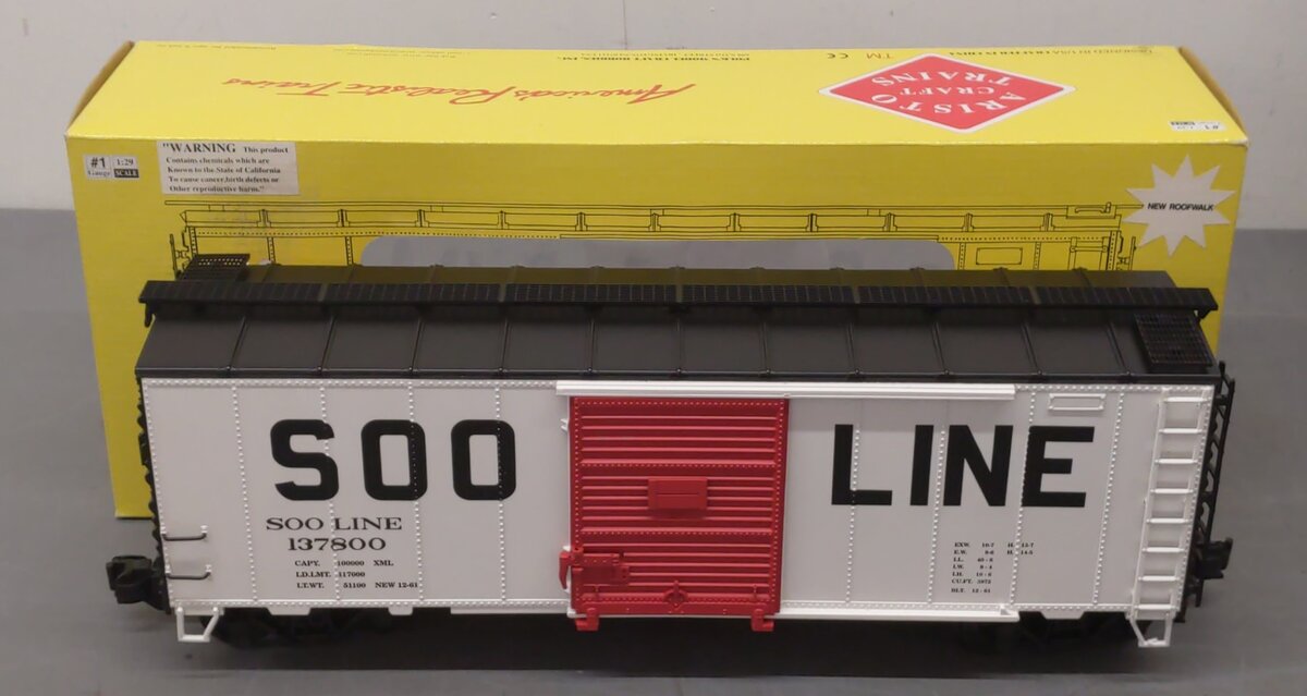 Aristo-Craft 46069 G Scale SOO Line 40' Steel Boxcar #137800 LN/Box
