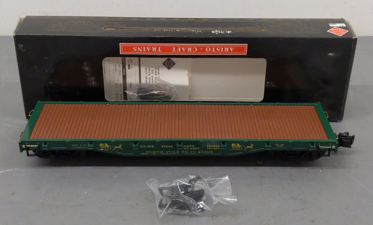 Aristo-Craft 46325 G Scale North Pole Christmas Flatcar w/Stakes EX/Box