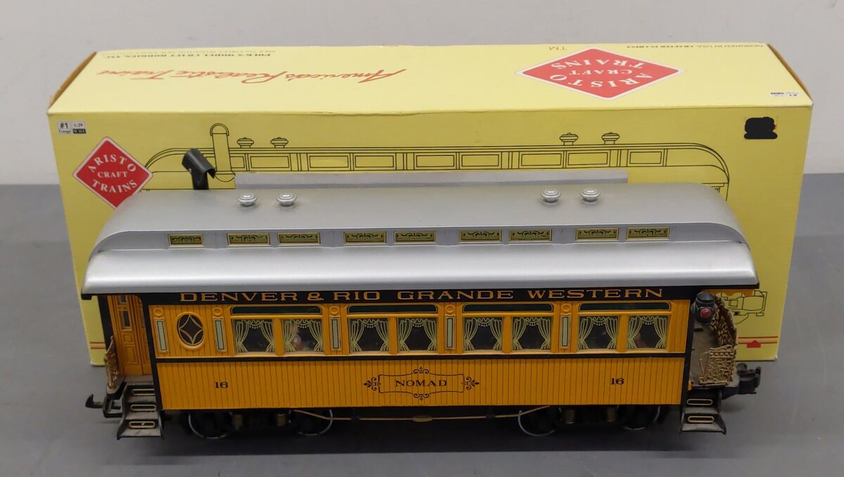 Aristo-Craft 31204 D&RGW Illuminated Observation Car (Metal Wheels) EX/Box