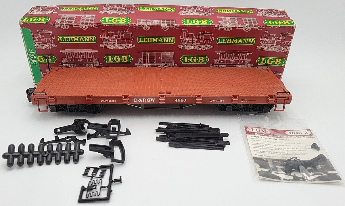 LGB 4060 G Scale Denver & Rio Grande Western Flatcar w/o Load #4060 EX/Box
