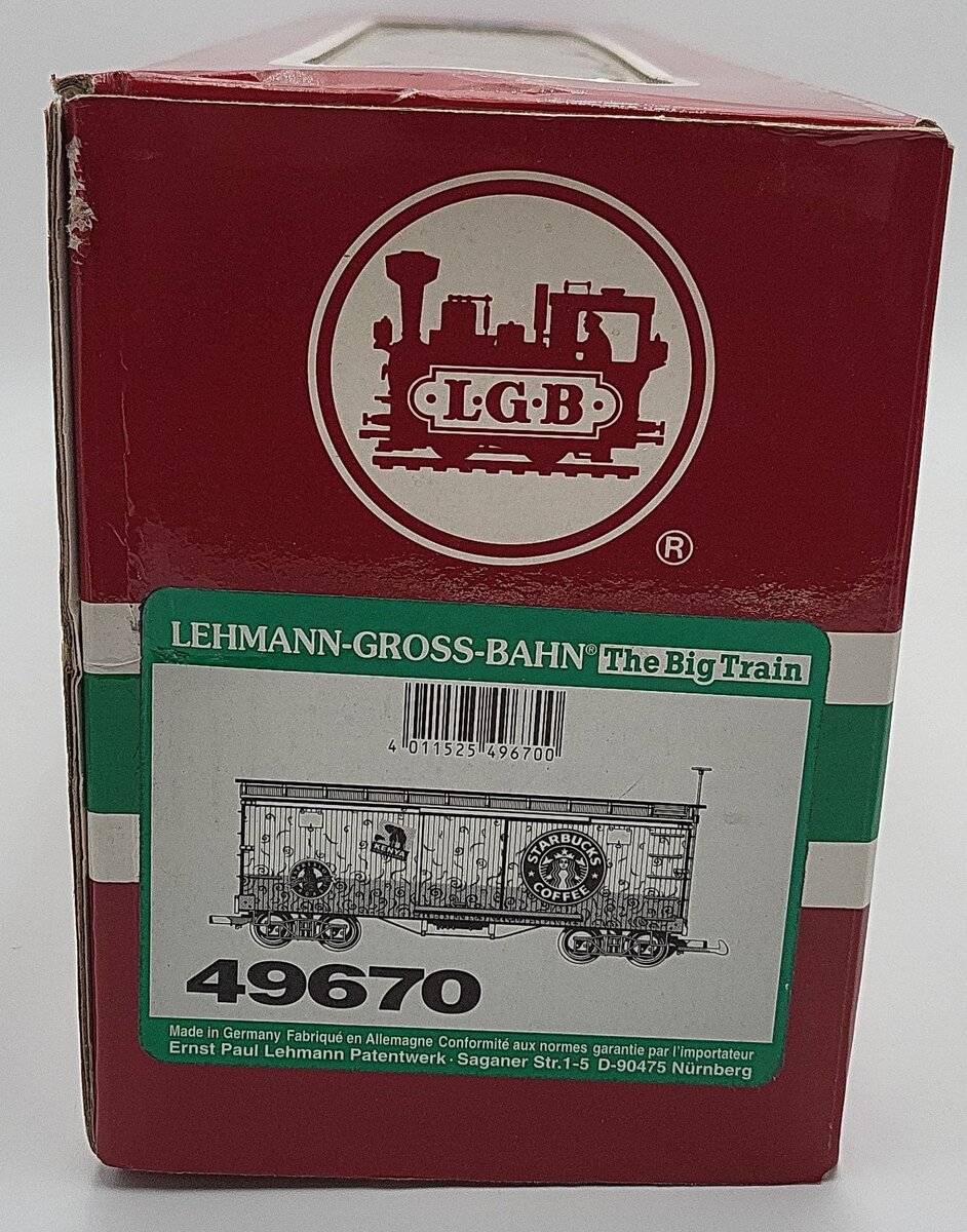 LGB 49670 G Scale Starbucks Box Car LN/Box