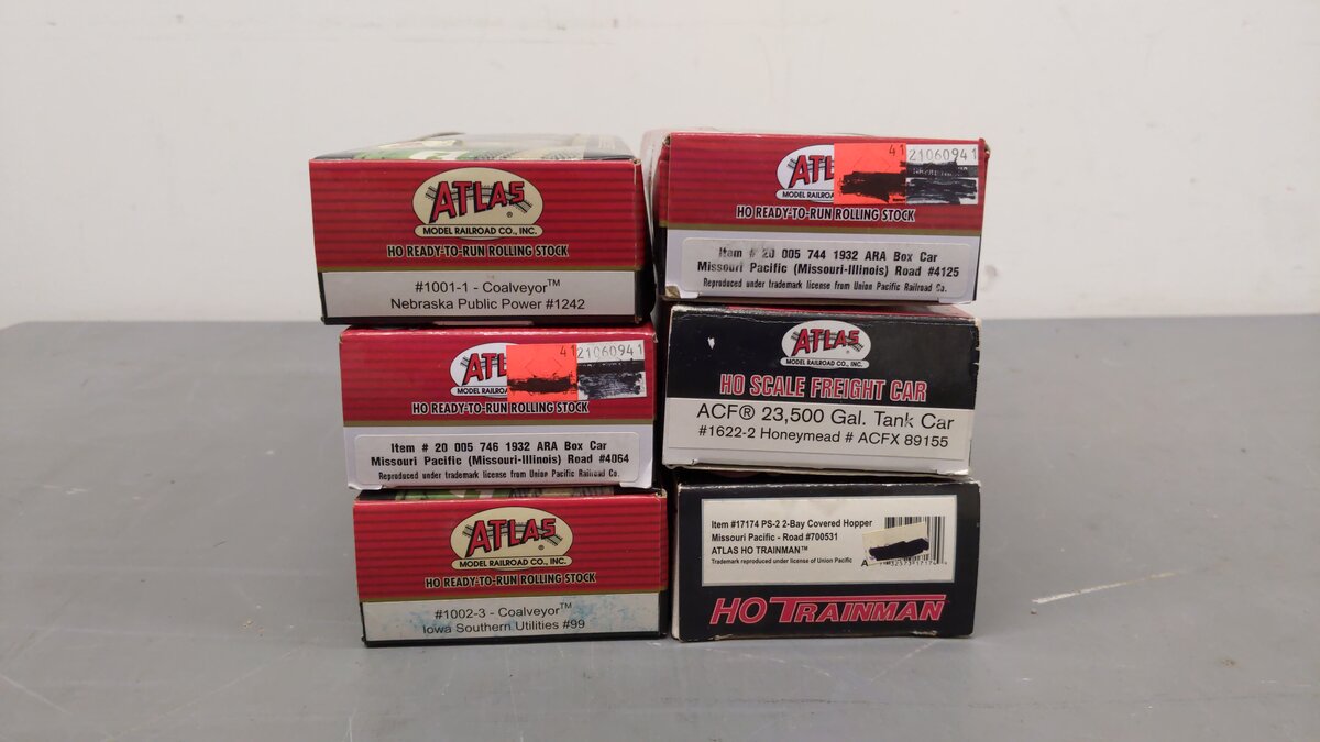 Atlas HO Scale Assorted Freight Cars 1242, 4064, 123, 4125, 89155, 700531 [6] LN/Box