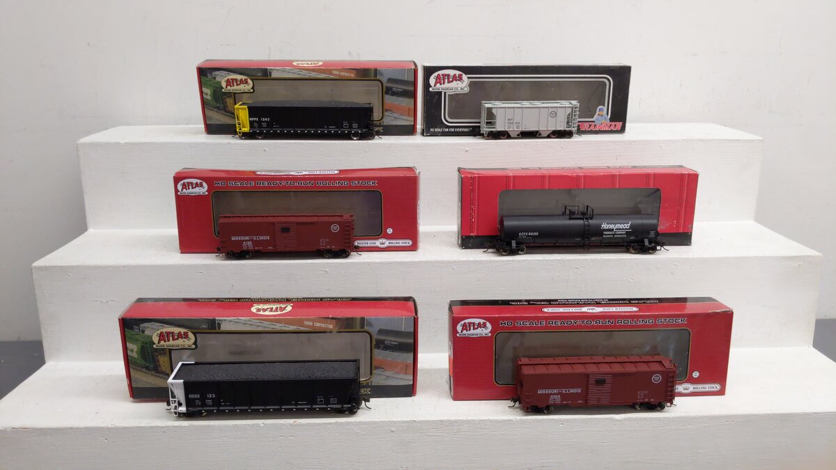 Atlas HO Scale Assorted Freight Cars 1242, 4064, 123, 4125, 89155, 700531 [6] LN/Box