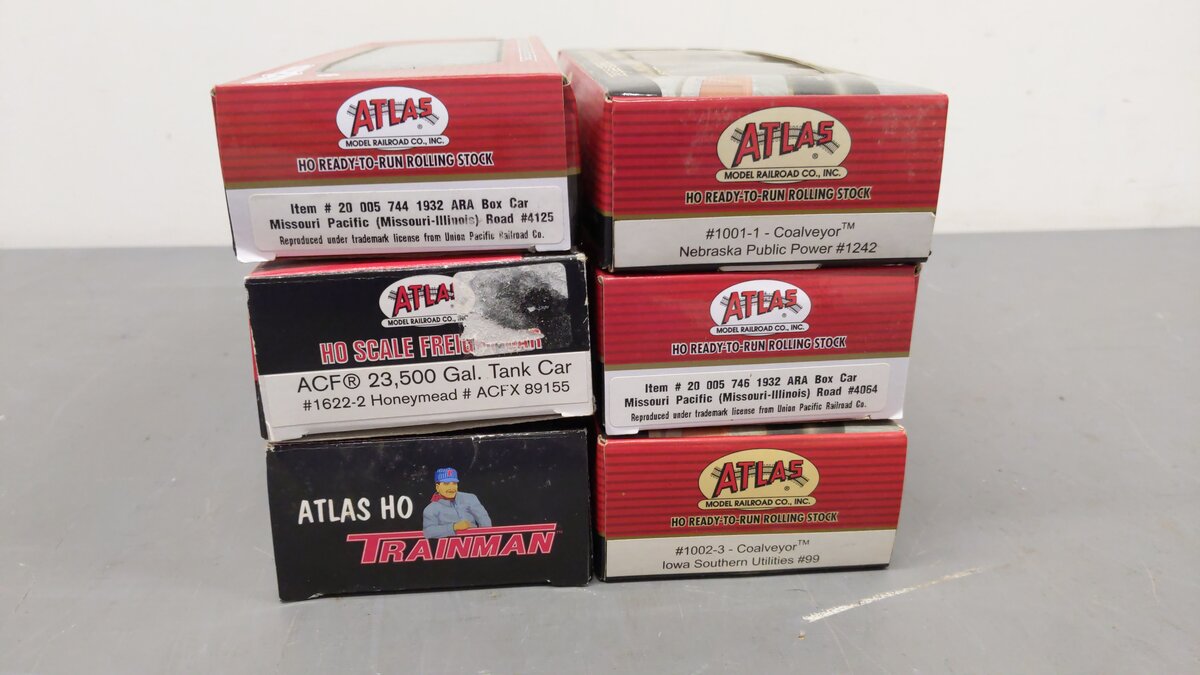 Atlas HO Scale Assorted Freight Cars 1242, 4064, 123, 4125, 89155, 700531 [6] LN/Box