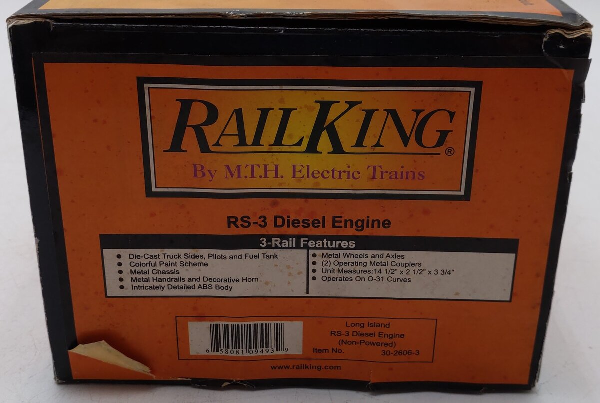 MTH 30-2606-3 O Long Island RS-3 Diesel Engine EX/Box
