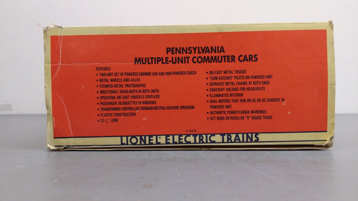 Lionel 6-18306 O Gauge Pennsylvania Multiple-Unit Commuter Cars #483/4574 EX/Box