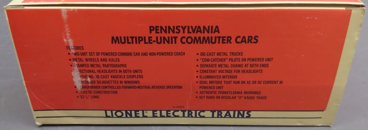 Lionel 6-18306 O Gauge Pennsylvania Multiple-Unit Commuter Cars #483/4574 EX/Box