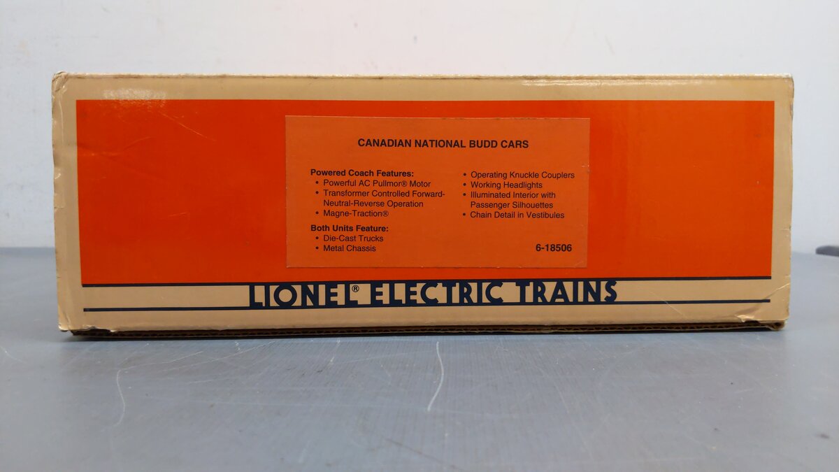 Lionel 6-18506 O Gauge Canadian National Budd Cars #D202, #D203 EX/Box