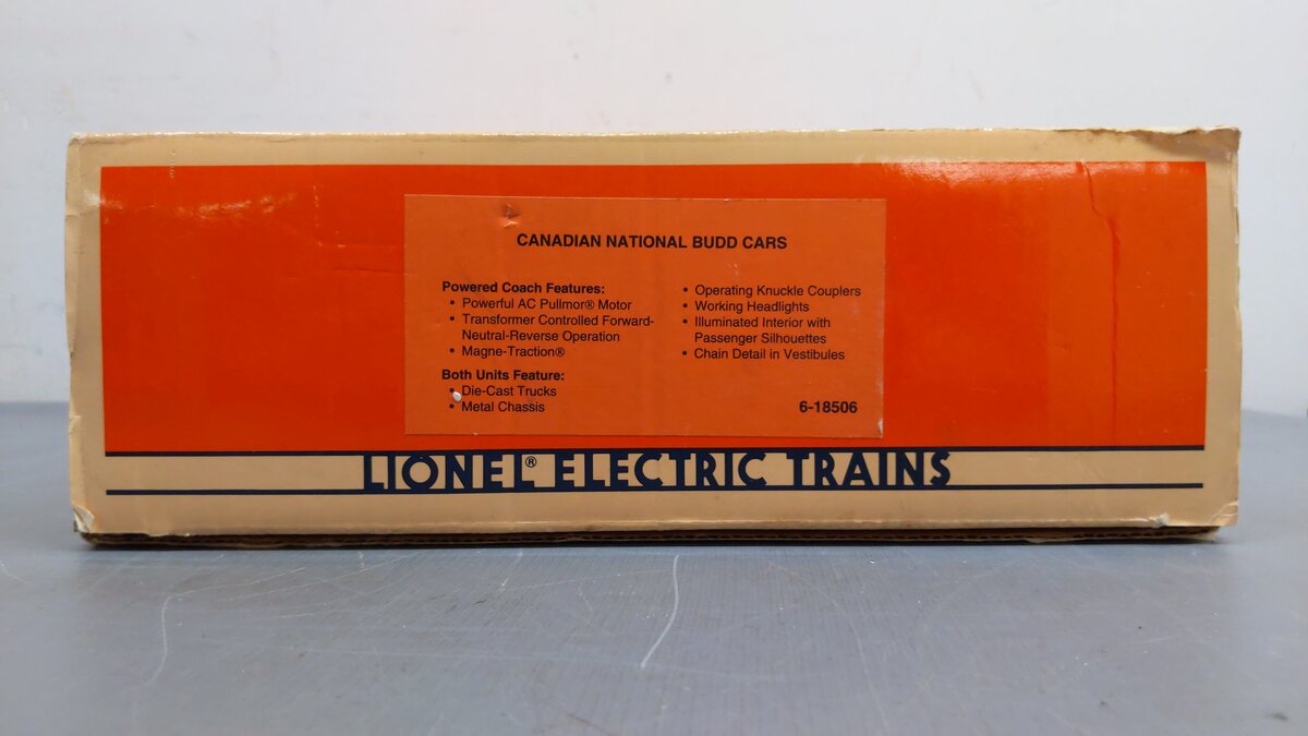Lionel 6-18506 O Gauge Canadian National Budd Cars #D202, #D203 EX/Box
