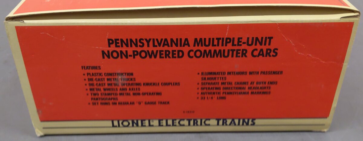 Lionel 6-18310 O Gauge PA Multiple-Unit Non-Powered Commuter Cars #483/485 EX/Box