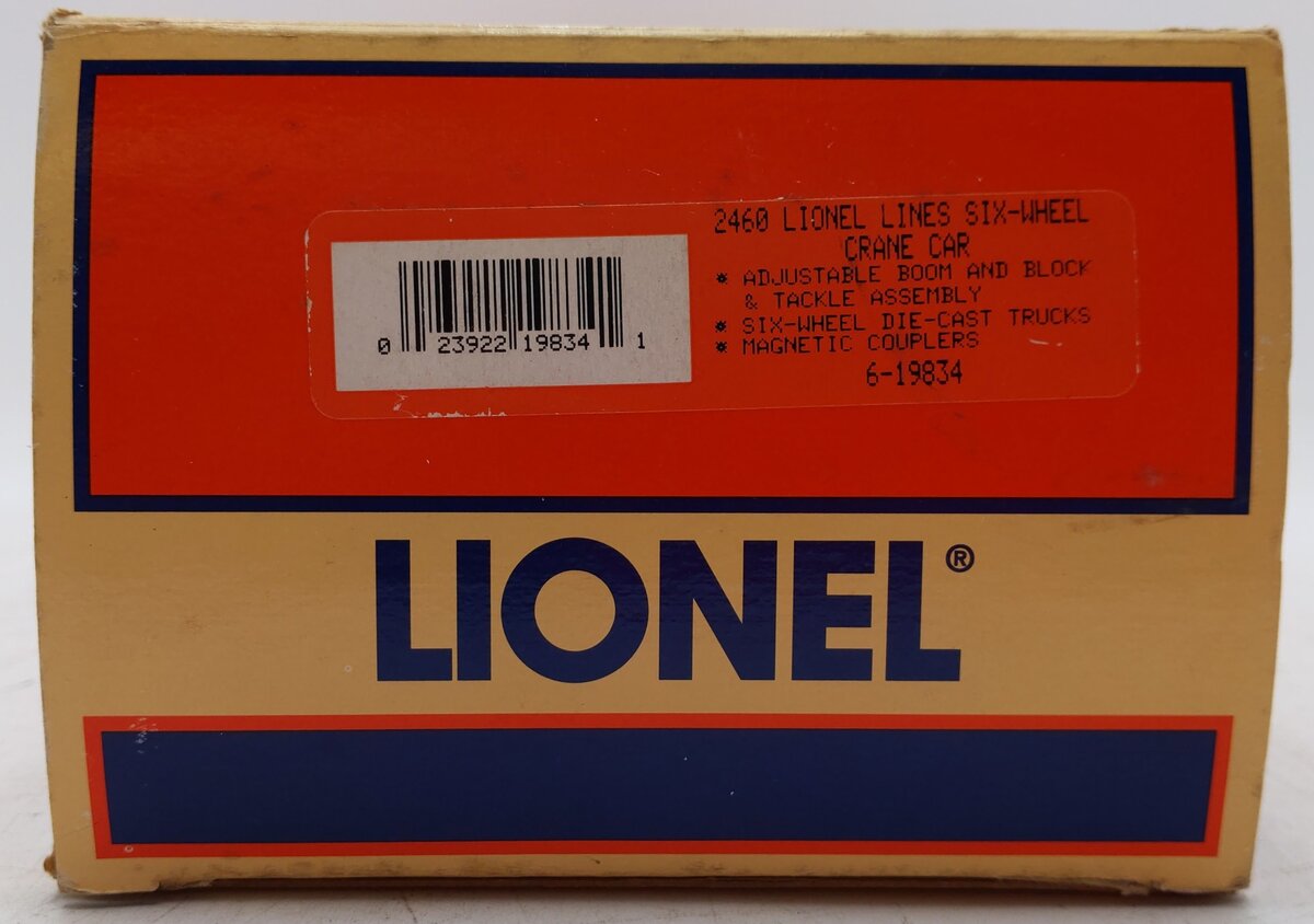 Lionel 6-19834 O Gauge Lionel Lines 6-Wheel Crane Car EX/Box