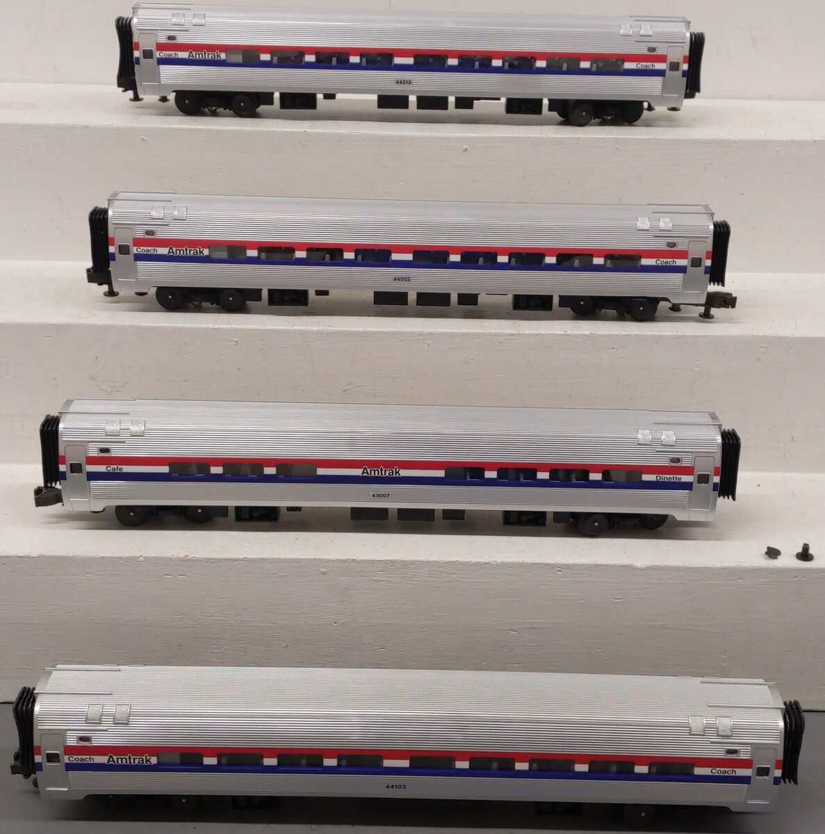 MTH 20-6519 O Amtrak Amfleet Passenger Car Set (Set of 4) EX/Box
