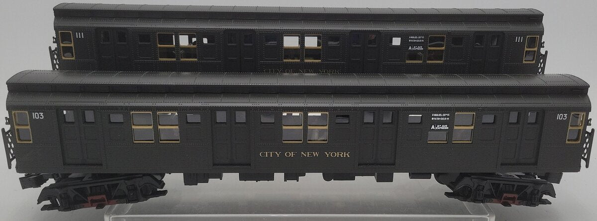 MTH 20-2554-3 O City of New York R-1 2-Car Add-On Non Powered Subway Set EX/Box