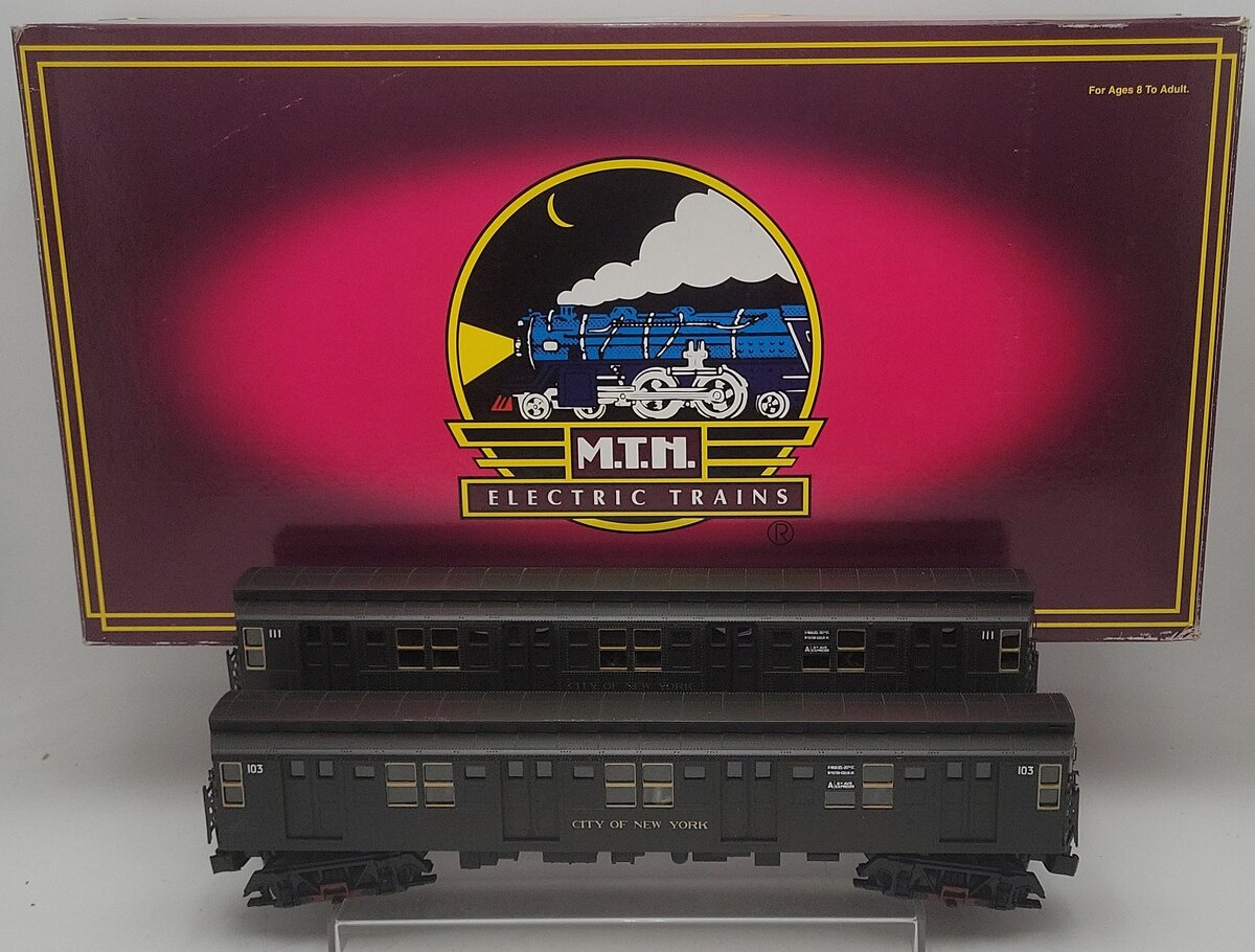 MTH 20-2554-3 O City of New York R-1 2-Car Add-On Non Powered Subway Set EX/Box