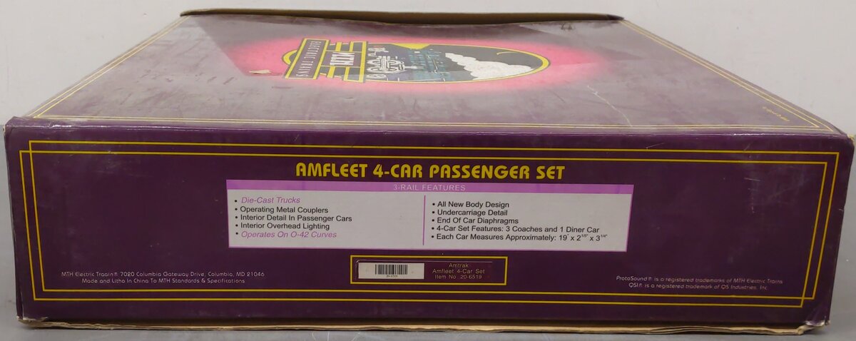 MTH 20-6519 O Amtrak Amfleet Passenger Car Set (Set of 4)/Box