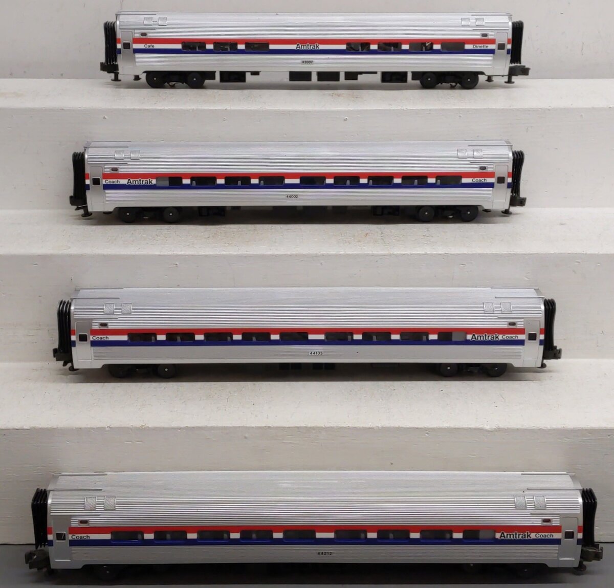 MTH 20-6519 O Amtrak Amfleet Passenger Car Set (Set of 4) VG/Box
