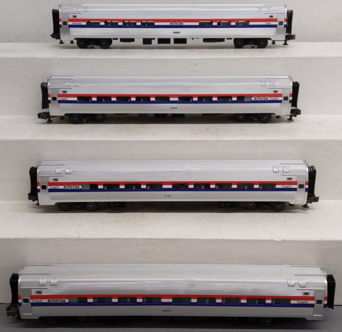 MTH 20-6519 O Amtrak Amfleet Passenger Car Set (Set of 4) VG/Box