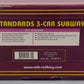 MTH 20-2675-3 O BMT 2500 Series 3-Car Subway Set Add-On Non-Powered (Set of 3) EX/Box