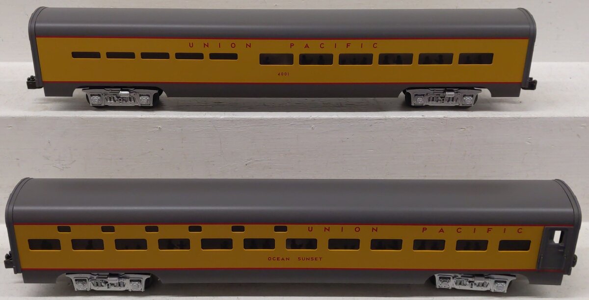 MTH 20-6606 O Gauge Union Pacific 70' Aluminum Slpr/Diner Passenger 2-Car Set LN/Box