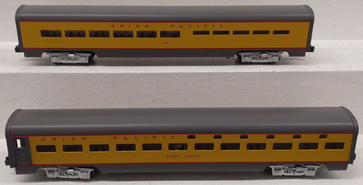MTH 20-6606 O Gauge Union Pacific 70' Aluminum Slpr/Diner Passenger 2-Car Set LN/Box