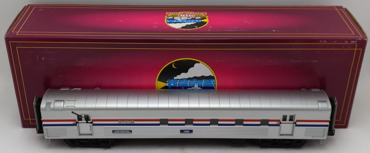 MTH 20-68198 O Scale Amtrak 70' Streamlined RPO Passenger Car (Ribbed Sided) EX/Box